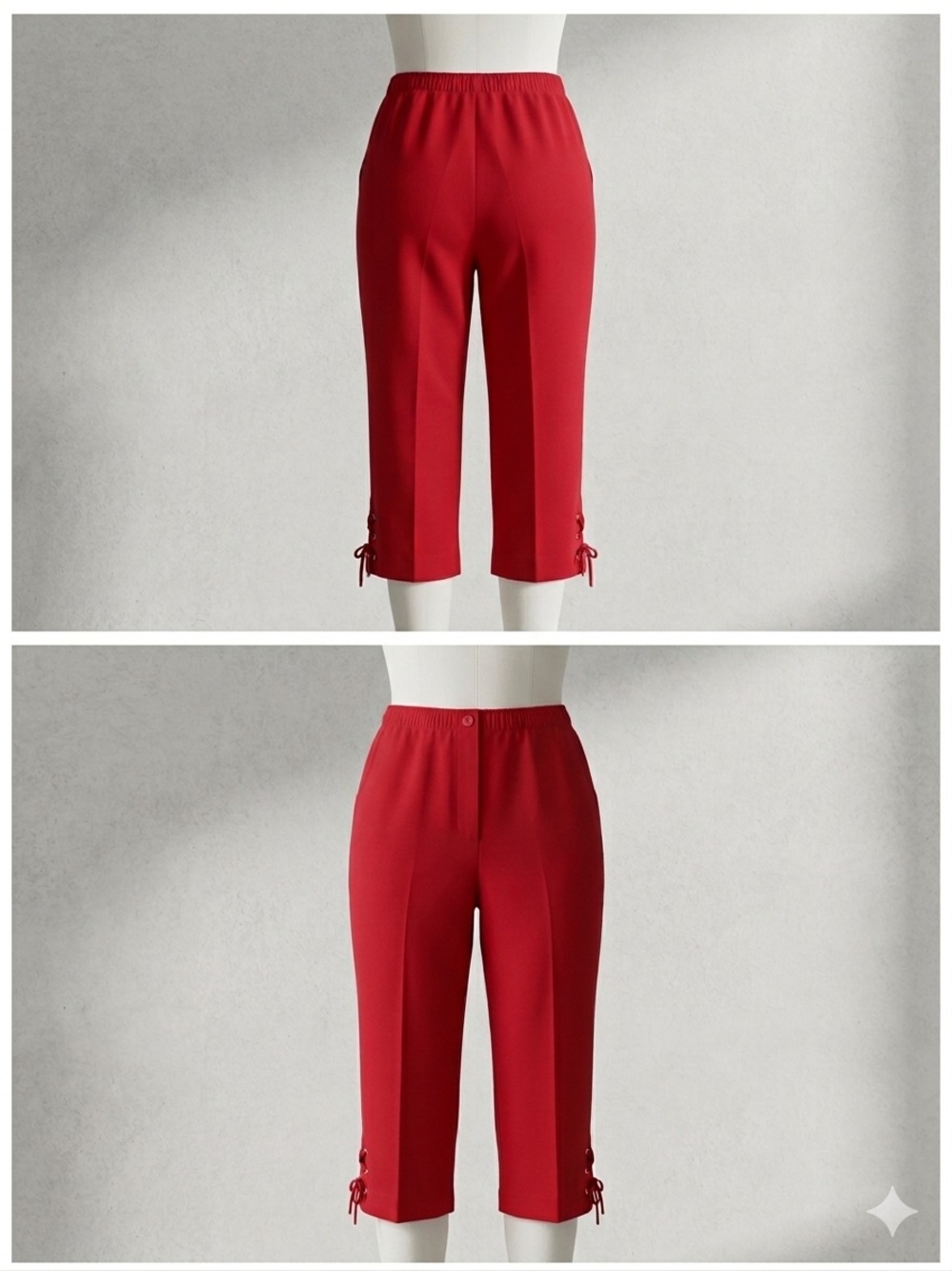 Size 14- Red Women's Cropped Pull-On Pants